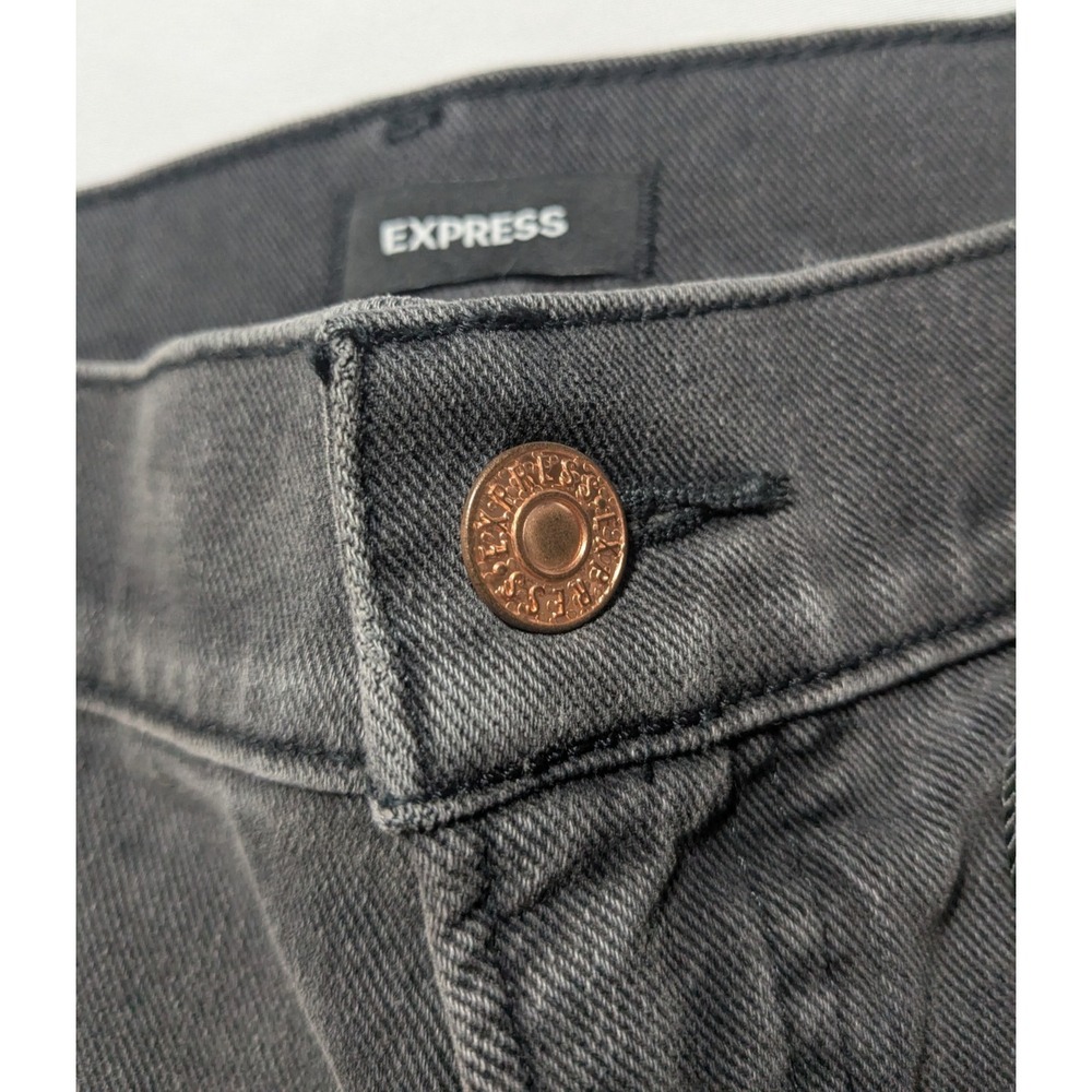 EXPRESS CROPPED FLARE‎ HIGH RISE - Women 14 Raw Hem Black Denim Jeans NEW - Picture 11 of 16